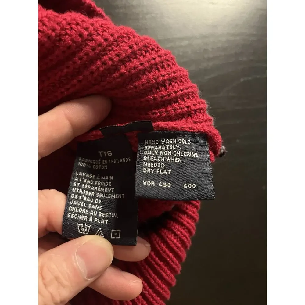 Nautica Men’s Sweater Red Black Grey Stripe Knit Crew Neck XXL